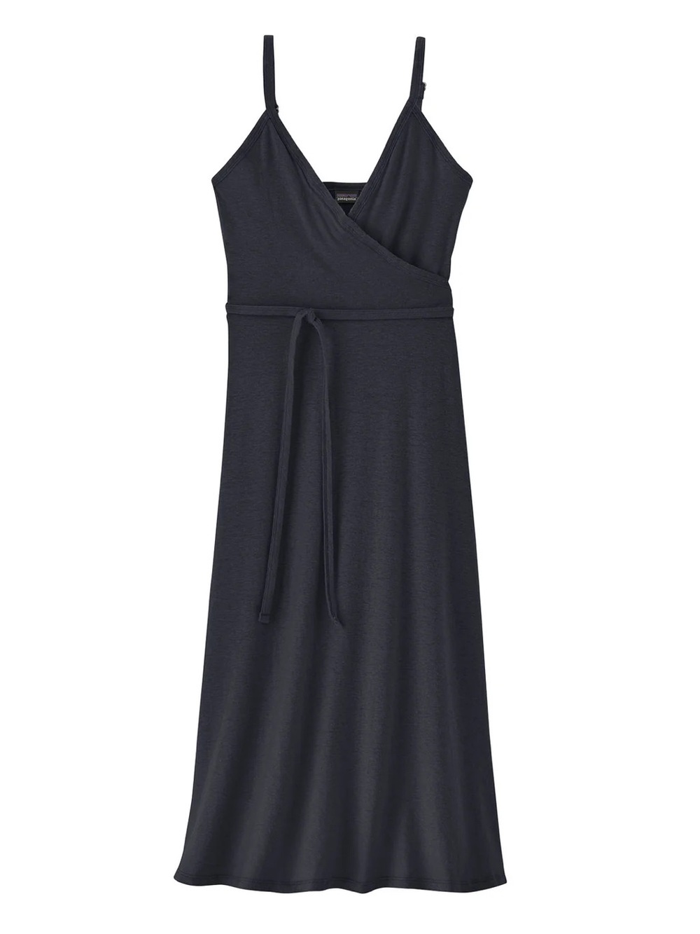 Sleeveless Wrap-Front Black Maxi Dress with Tie Waist